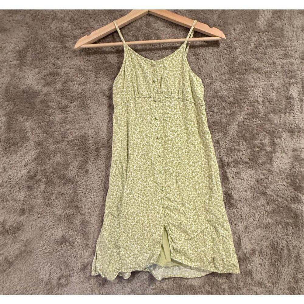 Abercrombie Kids Green Ditsy Floral Smocked Sundress Midi Dress Button Front 7 8